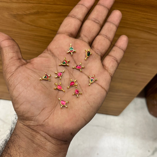 100 Pcs, 13x7mm Meenakari Drop Kundan Connectors