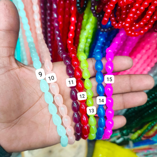8mm drop colour glass beads 70-80 beads per string