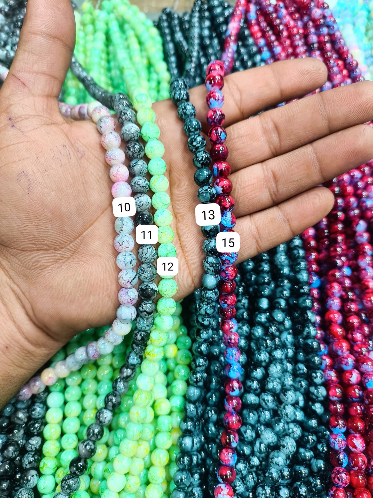 Printed marble glass beads (100beads per string)