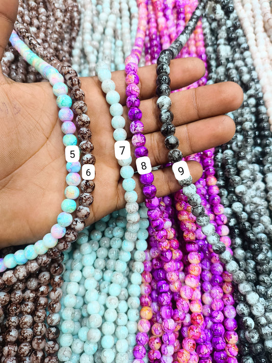 Printed marble glass beads (100beads per string)