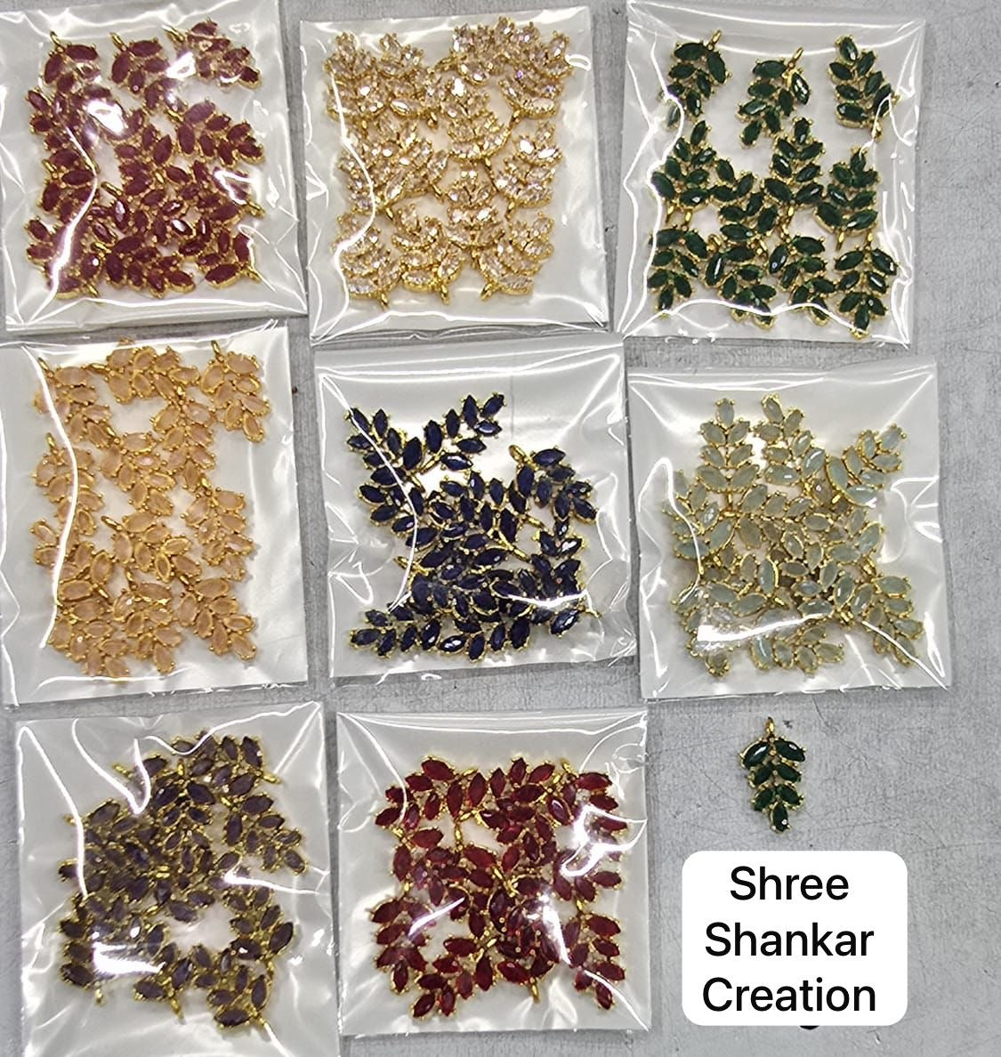 Leaf shape ad stone kundan pack of 12 pc