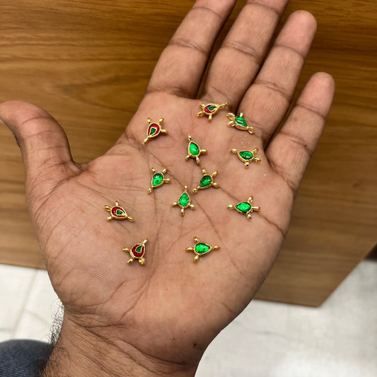 100 Pcs, 13x7mm Meenakari Drop Kundan Connectors