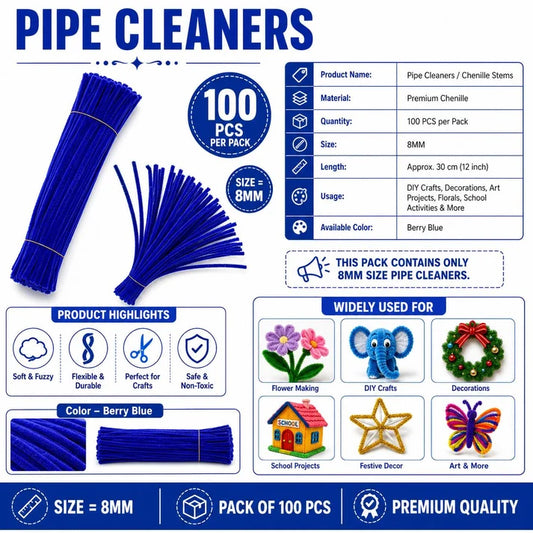 Premium Pipe Cleaners (8MM Approx.) (DARK BLUE )